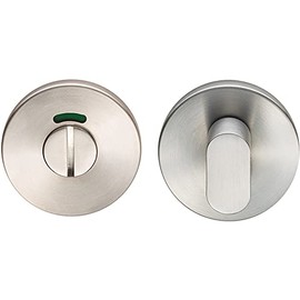 Slim Bathroom Thumbturn Lock and Release Handle - with Indicator - Satin Steel | Locking Thumb Turn and Release Handle - Screwless Rose - for Use with Lever on Rose Door Handles