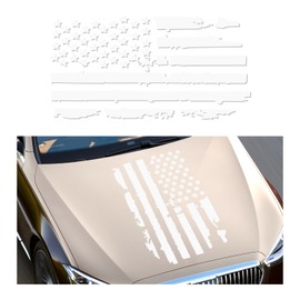 Wevdn Distressed American Flag Sticker, 11.8" × 23.6" Waterproof Patriotic Old Glory Military Grunge Sticker, Universal Car Door Wall Window Windshield Decoration Sticker (White)