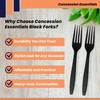 Concession Essentials 7.25" Heavy Weight Plastic Black unwrapped Forks- Pack