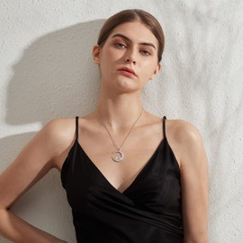 Jiahanzb Sterling Silver Cat Pendant Necklace - Women's Cat Themed Jewelry for Cat Lovers