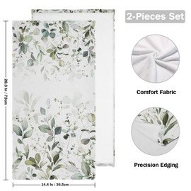 HUAZHIKOU Green Eucalyptus Hand Towels for Bathroom Set of 2 Vintage Watercolor Leaf Plant Floral Face Towels Microfiber Leaves Kitchen Towels Decorative Bathroom Towels for Shower Guest 14" x 28"