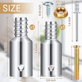 Kit de reparación de puntas roscadas de repuesto para mango de poste de extensión de repuesto para escoba de metal (1 pulgada, 0.8 pulgadas)