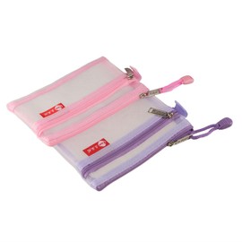 zaoalife 5Pcs Double Layer Clear Mesh Mini Zipper Bag, Portable Travel Makeup Bag Cosmetic Mesh Zipper Bags Coin Bags Organizer Pouch