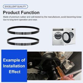 Laofudech W10006384 Washer Drive Belt Replacement Part Compatible with Whirlpool Kenmore Washing Machine Drive Belt for W10006384 AP6014712 PS11747978 WPW10006384 2PCS