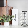 AuldHome Farmhouse Enamelware Straw Holder (White); Rustic Metal Straw Storage