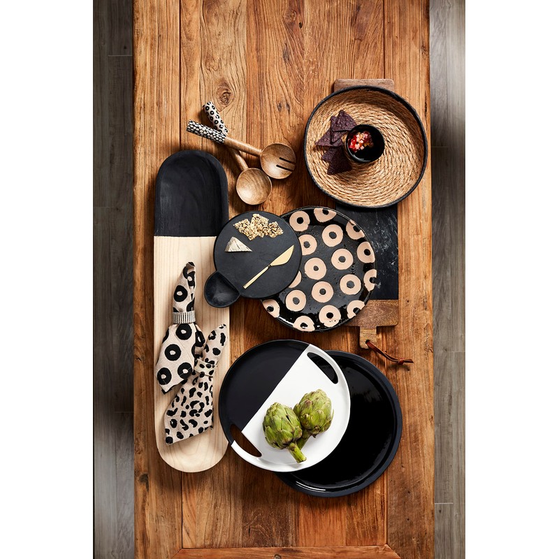 Mud Pie Black Terracotta Platter, Circle, 12" dia