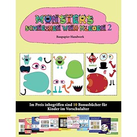 Baupapier Handwerk: 20 vollfarbige Kindergarten-Arbeitsblätter zum Ausschneiden und Einfügen - Monster 2