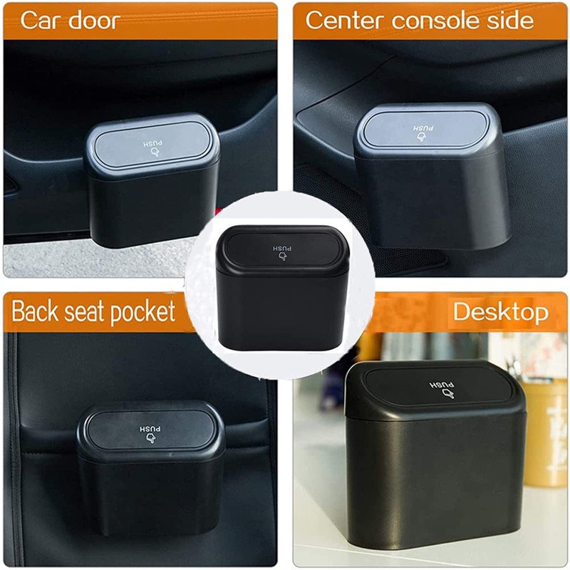 Tulsondai - Bote de basura para coche con tapa, impermeable,