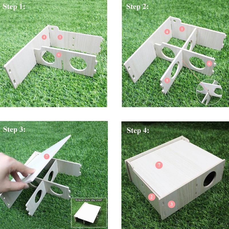Amonk 10x8x4in Multi-Chamber with Play Tunnel Hamster House for Small
