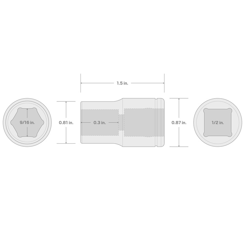 TEKTON 1/2 Inch Drive x 9/16 Inch 6-Point Socket |