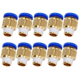 10 PCS Straight Pneumatic Push to Quick Connector Air Fittings Adapter 8mm Diameter Thread 1/8 BSP Set for Pipe Pneumatic Tools