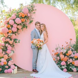 6.5 FT Pink and Blue Round Backdrop Cover Circle Arch Bckdrop Cover Double-Color Arch Covers Wrinkle Free Spandex Arch Covers Stretchy Backdrop for Wedding Baby Shower Birthday Party Photography