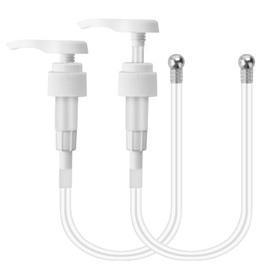 2 Packs Shampoo/Conditioner Pump Dispenser for 1-Liter or 33.8 oz Bottle with Flexible Tube and Weighted End-White