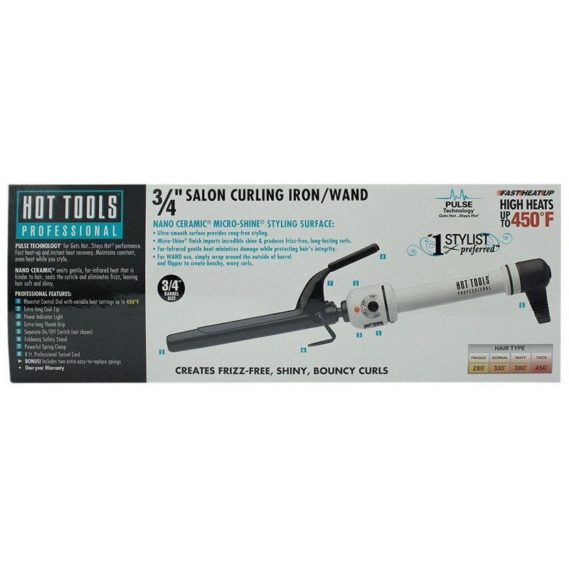 HOT TOOLS HTBW43 Spring Curling Iron, Black/White, 3/4 inch