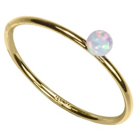 uGems 14Kt Gold Filled Stacking Ring with White Opal Size 6
