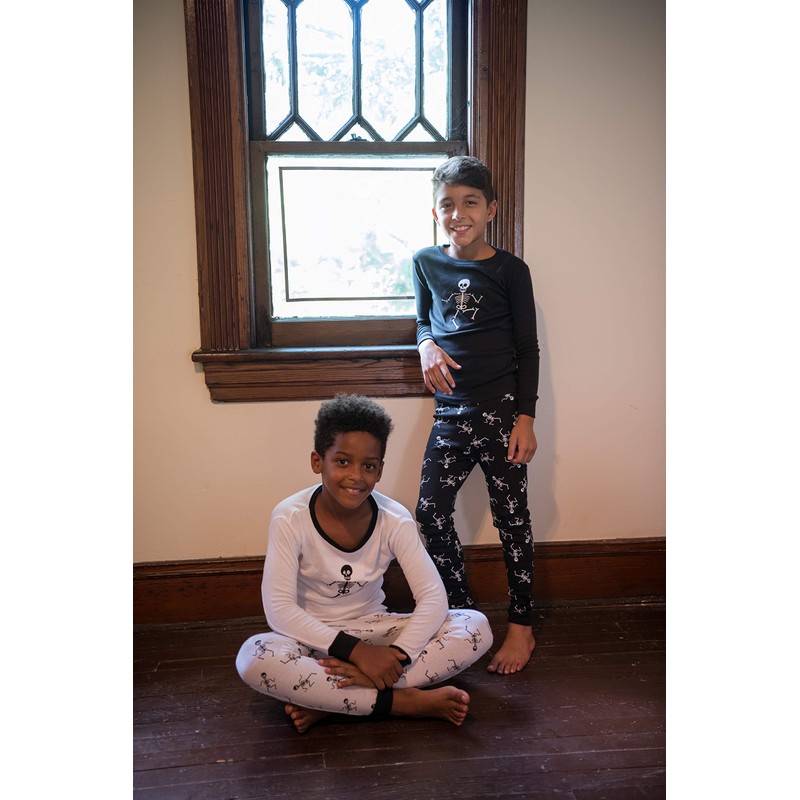 Leveret Black Skeleton 2 Piece Pajama Set 100% Cotton 12-18