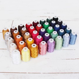 ThreadArt BEST 40 COLOR MACHINE EMBROIDERY THREAD SET - HUGE 1000 METER POLYESTER SPOOLS