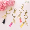 Yellow Cross Charm Keychain with Tassel - Minimalist Gold Cross