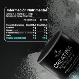 Creatina Monohidratada Micronizada en Polvo Valara  Alta Pureza Certificada  Con Scoop Dosificador - Creatine Monohydrate Pre Entreno - Platinum -... 