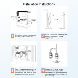Pomya 5V 3PIN Addressable RGB Graphics Card GPU Brace Support Video Card Sag Holder, Height Adjustable ARGB GPU Stand, PC Graphics Card Stand Holder, Anti Sag Bracket with Magnetic (White)