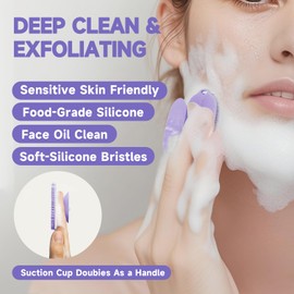 ARIOSOX 2 PCS Face Scrubber, Soft Silicone Face Exfoliator with Suction Cup for Man and Women Deep Skin Clean, Gentle Facial Cleaning Brush Suitable for All Sensitive Skin (Purple)