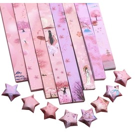 1080 Sheets Origami Star Paper Different Designs of Cute Strips Lucky Star Decoration Folding Paper for DIY Hand Art Crafts, School Teaching Supplies (Style04-1080 Sheets)