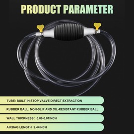 Tesnaao 1 PC Car Fuel Pump Kit, 6.56Ft Five-second Oil Output Portable Manual Fuel Transfer Pump Tube with Air Bag Clamp, Multi-functional Accessory, for Cars, Off-road Vehicles, Motorcycles (Black)