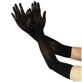 Seamless Sheer Stretchy Nylon Gloves Elbow Long Opera Party Velvet Cosplay Pantyhose for Hand Stockings (Black)