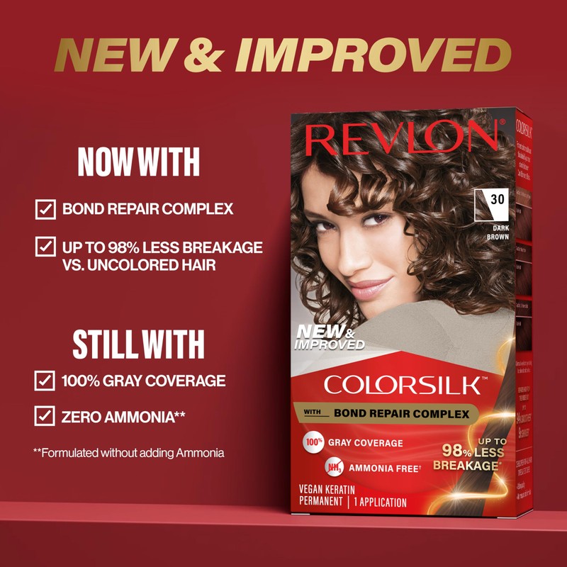 Revlon ColorSilk with Bond Repair Complex, Brown Permanent Hair Color,