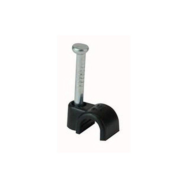 6mm Black Cable Wire Clips Clamps with Fixing Nail -