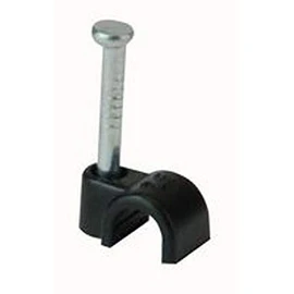 6mm Black Cable Wire Clips Clamps with Fixing Nail - Pack of 100