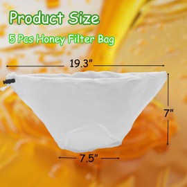 CHENGLAI Honey Strainer Bag for 5 Gallon Bucket, 19.6"x7" Reusable and Washable Honey Filter Bag Ultra-Fine 150 Micron Mesh Nylon Strainer Beekeeping Supplies with Drawstring