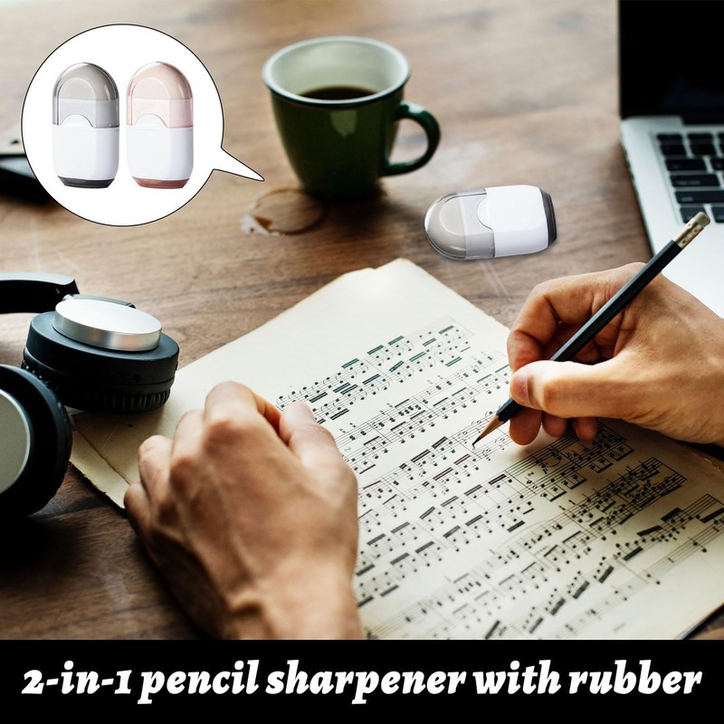 Pencil Sharpener with Eraser, 2PCS Portable Rubber and Sharpener 2