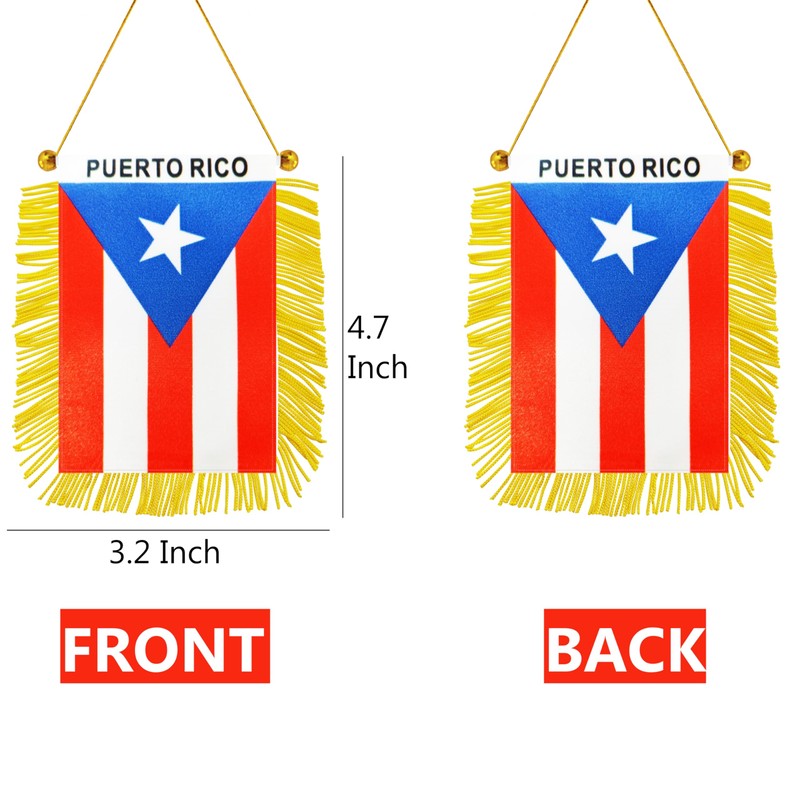 2 Pack Puerto Rico Window Hanging Flag, Puerto Rican Suction
