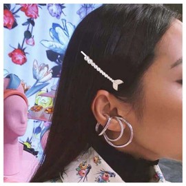 Iaceble Mermaid Tail Hairclips Pin Pearl Mermaid Tail Hair Barrette Faux Pearl Bobby Pin Gold Mermaid Tail Side Clip Hairpin Decorative Hair Accessories for Women and Girls Headdress(Pearl)