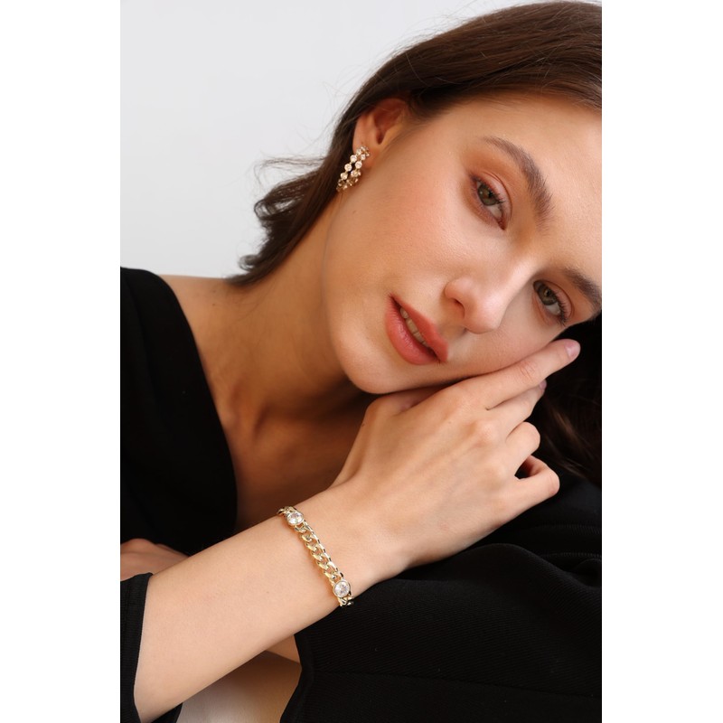 Pearich Gold Bracelets For Women,14k Gold Miami Cuban Link Bracelet