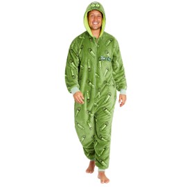 Rick and Morty Adult Onesie for Men Teenagers - Hooded Fluffy Fleece Onesies For Men S-2XL Lounge Wear - Gifts for Men (XL, Green)