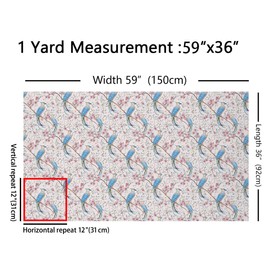 Tela de tapicería de pájaros silvestres por The Yard Pink Flowers Rustic Nature DIY Tela por The Yard Blue Bird Wild Animals Tela decorativa para tapicería y detalles del hogar, 1 yarda