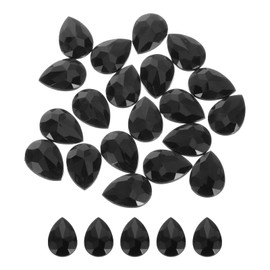MECCANIXITY 20PCS Flat Back Acrylic Teardrop Gems 18x25mm Artificial Rhinestones for DIY Crafts Bead Wedding Party Face Painting Jewelry Making Black