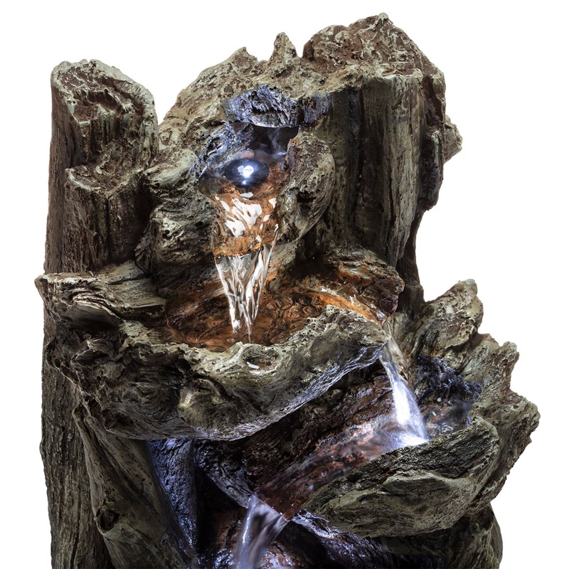 Alpine Corporation - 14" Tall Indoor Tiered Log Tabletop Fountain