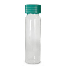 Qorpak GLC-01006 Borosilicate Glass 6 Drams Screw Thread Sample Vial, with 24-400 Neck Finish, Clear, Green Thermoset F217 and PTFE Lined Cap attached (Case of 72)