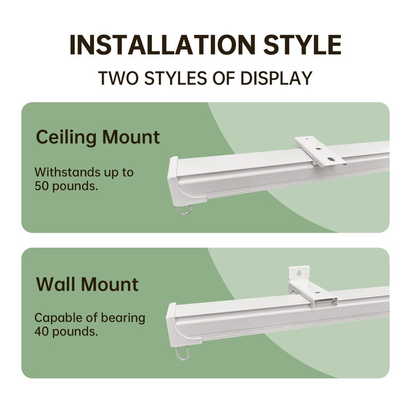 MaKefeile Curtain Tracks Ceiling Wall Mounted Heavy-Duty Curtains Rails Room