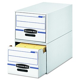 Fellowes Bankers Box® Stor/Drawer® File, Letter Size, 11 1/2" x 14" x 25 1/2", White/Blue, Pack Of 6