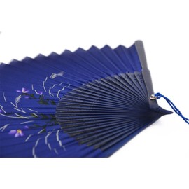 Amajiji Chinese Japanese Folding Hand Fan for Women,Vintage Retro Style 8.27" (21CM) Bamboo Wood Silk Hand Fans (CL-03)