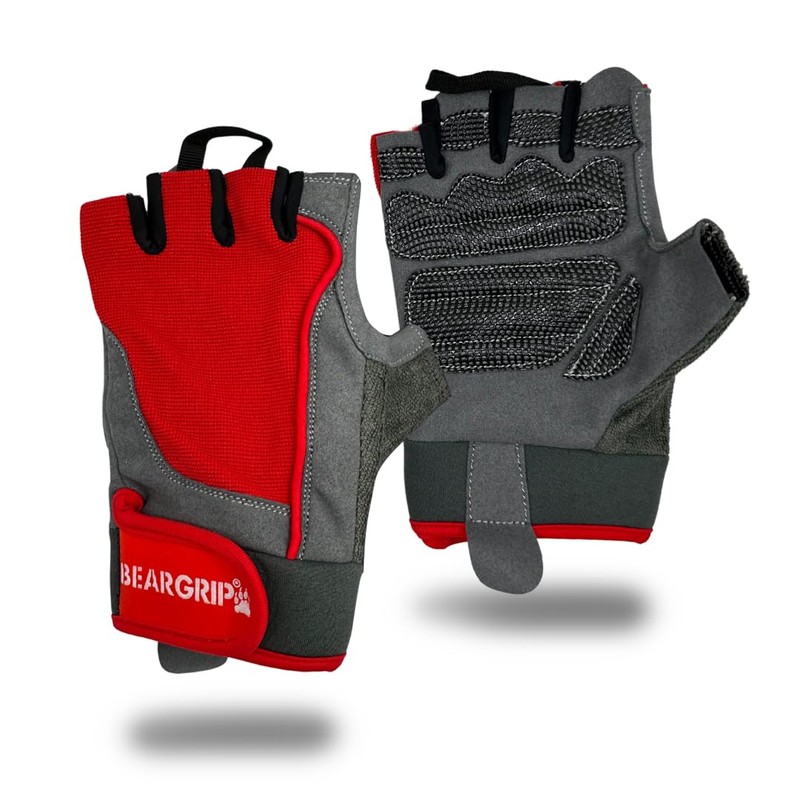BEAR GRIP - Workout Gloves, Lightweight Breathable edition (Red, S)