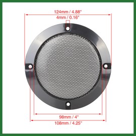 Motoforti 4pcs 4 Inch Metal Glossy Audio Speaker Cover Mesh Subwoofer Grill Horn Guard Decorative Circle Grille Protector Black Long-Lasting