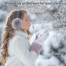 BNGXR Ear Muffs, Winter Ear Warmers Made of Soft Plush, Foldable, Removable, Washable, Plush Ear Muffs, Thickened Ear Warmers, Coldproof Headwear for Outdoor Use for Men and Women, gray