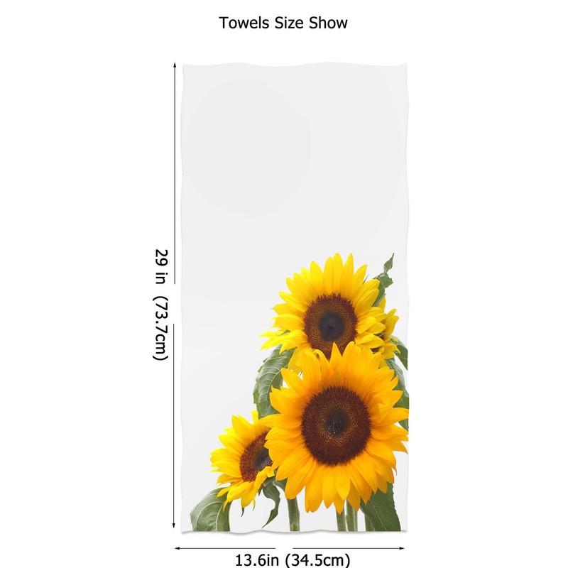 IUOCFER Blooming Sunflower & Green Leaves Hand Towels, Floral Decorative
