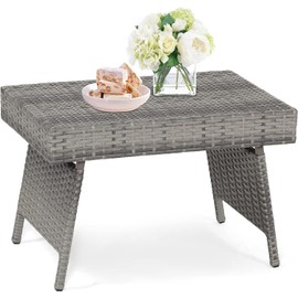 ReunionG Wicker Side Table, Grey
