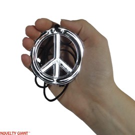 NOVELTY GIANT WWW.NOVELTYGIANT.COM - Collar con colgante de señal de paz de los años 70, disfraz hippie plateado, negro